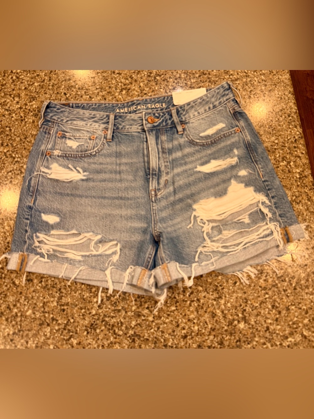 American Eagle Outfitters Distressed Light Blue Denim Cutoff Shorts
